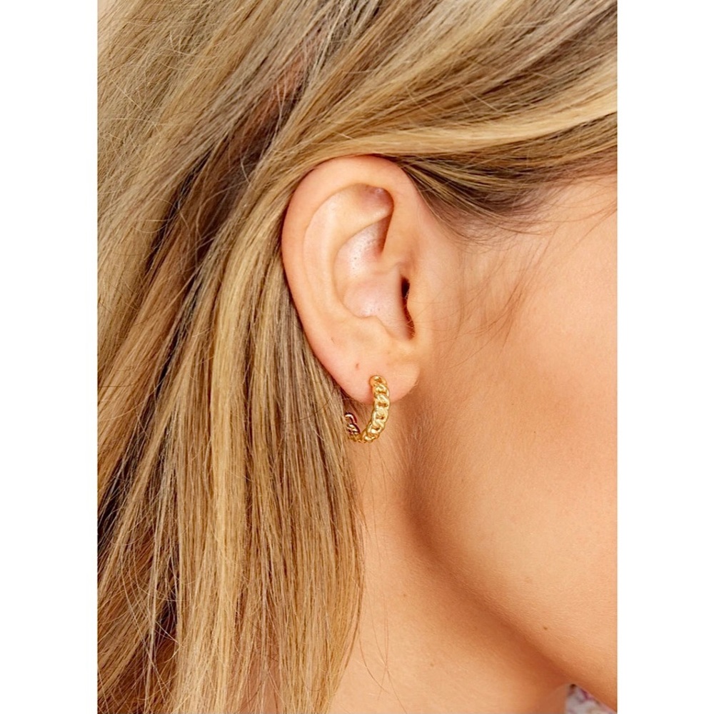 NWT Free People x Bracha Lexi Small Chain Gold Hoop Earrings